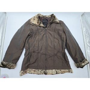 Vintage Tally-Ho Faux Fur Trimmed Brown Jacket S winter cold
